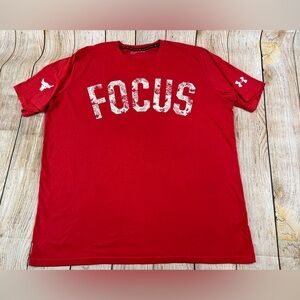 Mens Under Armour Focus Project Rock Red T Shirt Size 2XL